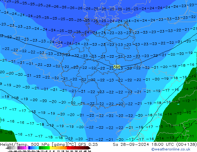 Z500/Rain (+SLP)/Z850 GFS 0.25 So 28.09.2024 18 UTC