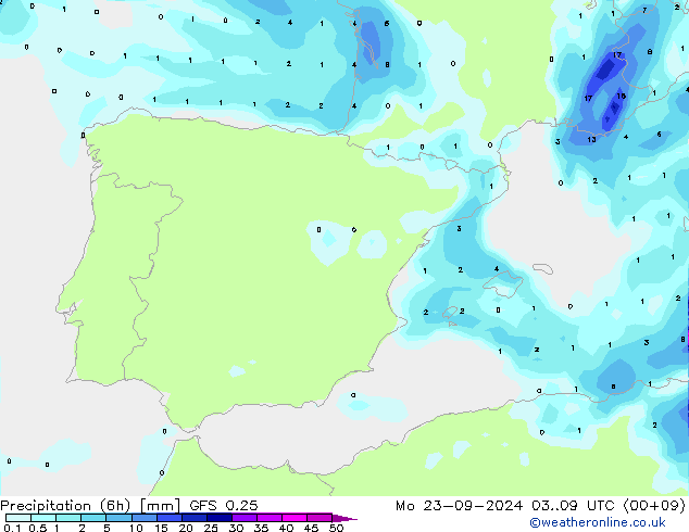 Z500/Rain (+SLP)/Z850 GFS 0.25 pon. 23.09.2024 09 UTC