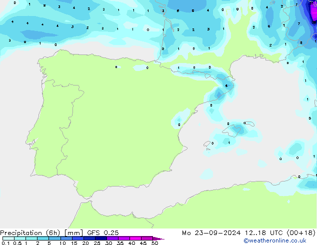 Z500/Rain (+SLP)/Z850 GFS 0.25 пн 23.09.2024 18 UTC