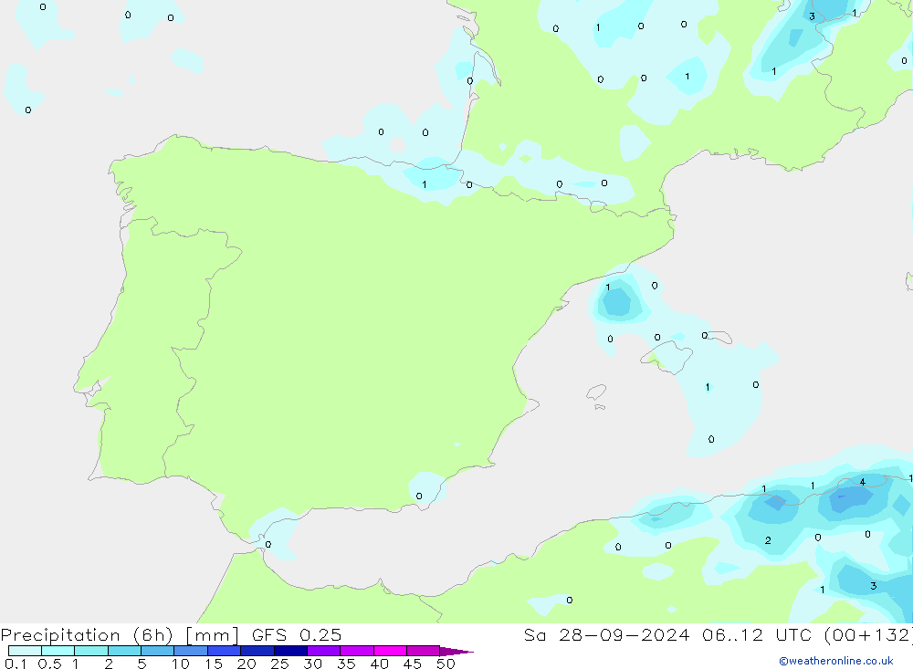 Z500/Rain (+SLP)/Z850 GFS 0.25 сб 28.09.2024 12 UTC