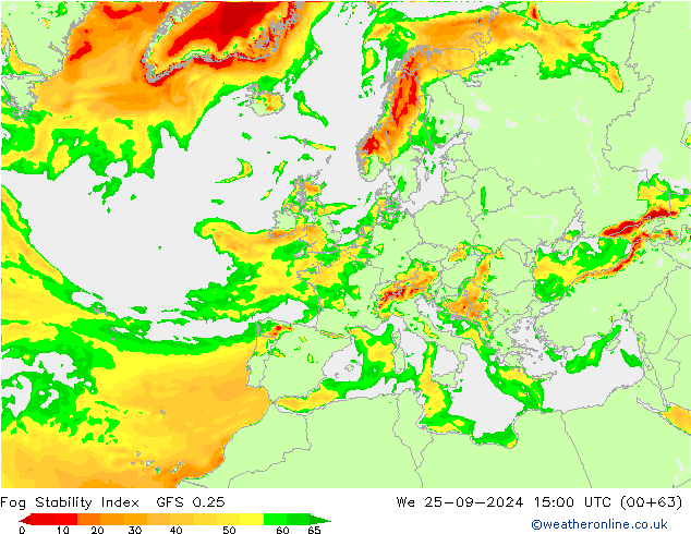 Fog Stability Index GFS 0.25 We 25.09.2024 15 UTC