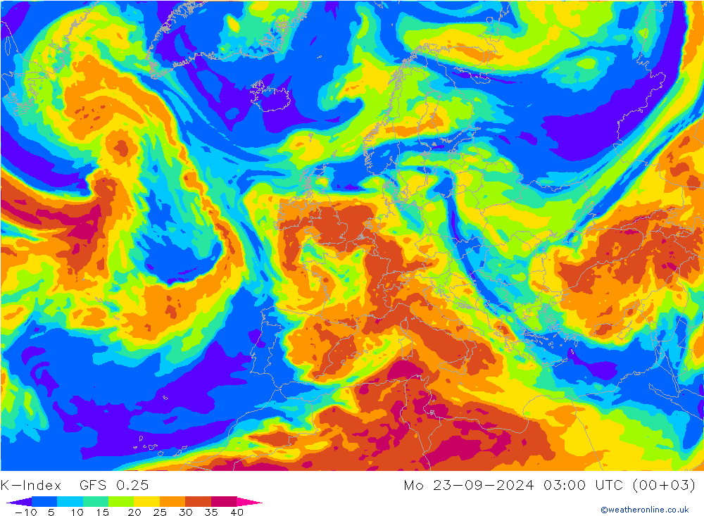 K-Index GFS 0.25 星期一 23.09.2024 03 UTC