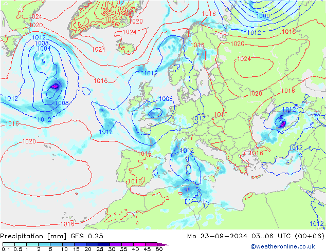 opad GFS 0.25 pon. 23.09.2024 06 UTC