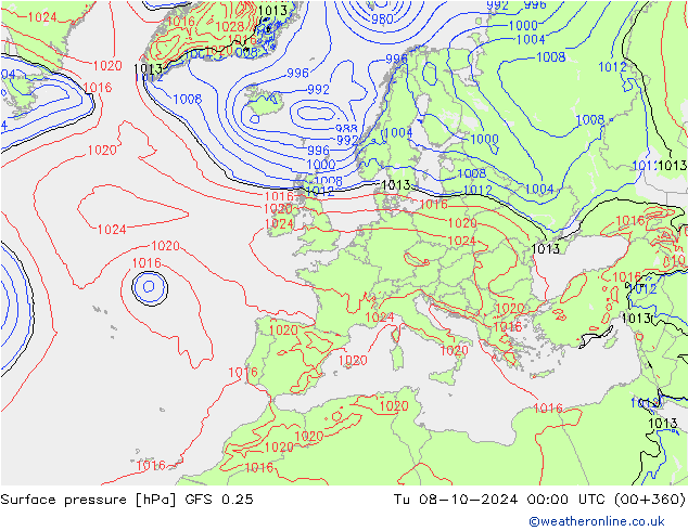 GFS 0.25: Di 08.10.2024 00 UTC