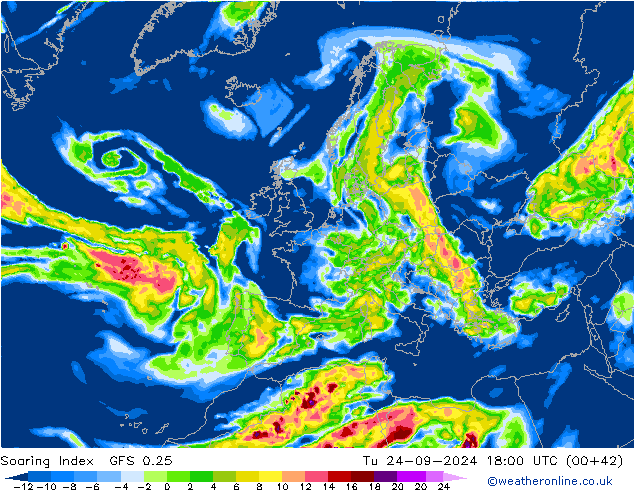 Soaring Index GFS 0.25 Tu 24.09.2024 18 UTC