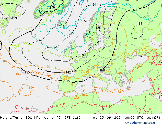 Z500/Regen(+SLP)/Z850 GFS 0.25 wo 25.09.2024 09 UTC