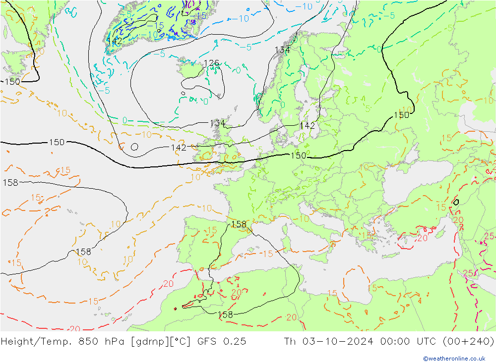 Z500/Rain (+SLP)/Z850 GFS 0.25 jue 03.10.2024 00 UTC