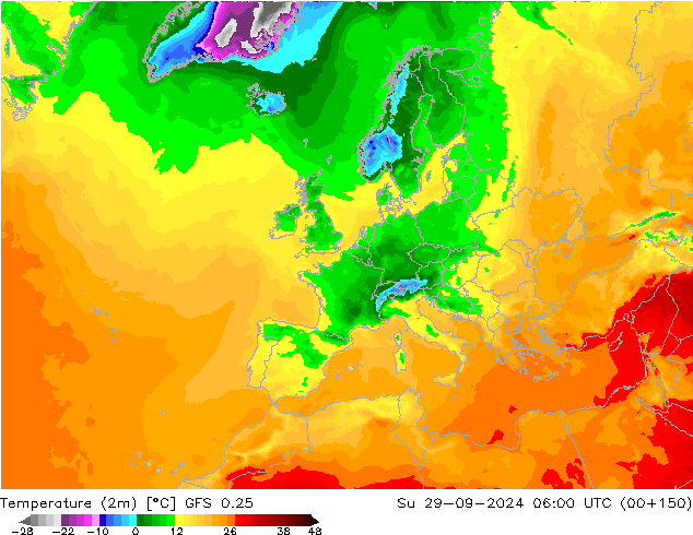 Temperature (2m) GFS 0.25 Ne 29.09.2024 06 UTC