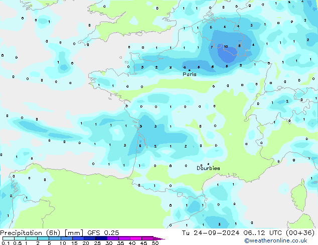 Z500/Rain (+SLP)/Z850 GFS 0.25 Tu 24.09.2024 12 UTC