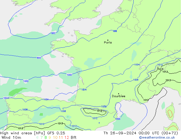 Sturmfelder GFS 0.25 Do 26.09.2024 00 UTC