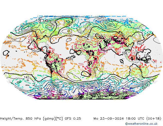 Z500/Rain (+SLP)/Z850 GFS 0.25 pon. 23.09.2024 18 UTC