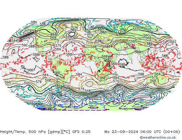 Z500/Rain (+SLP)/Z850 GFS 0.25 pon. 23.09.2024 06 UTC