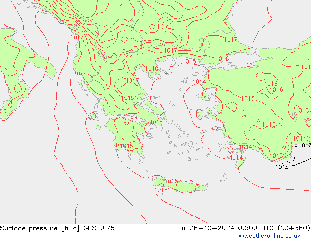 GFS 0.25: Út 08.10.2024 00 UTC