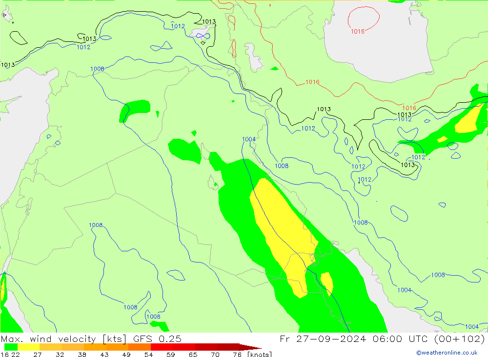 Windböen GFS 0.25 Fr 27.09.2024 06 UTC