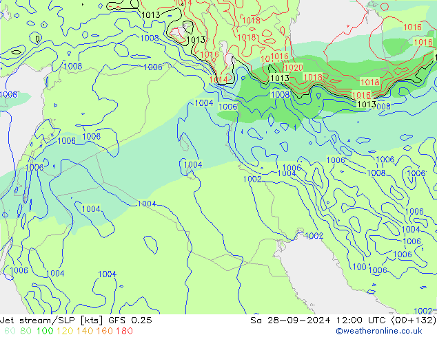 Jet stream/SLP GFS 0.25 Sa 28.09.2024 12 UTC