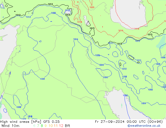 High wind areas GFS 0.25  27.09.2024 00 UTC