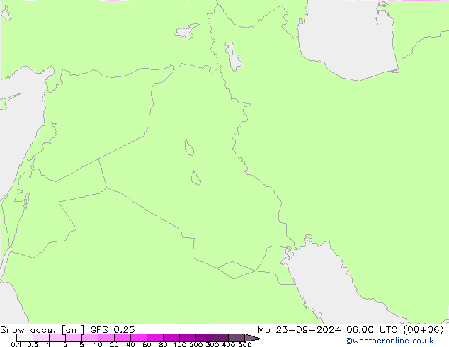 Totale sneeuw GFS 0.25 ma 23.09.2024 06 UTC