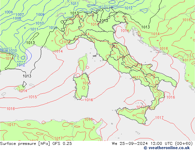 GFS 0.25: mié 25.09.2024 12 UTC