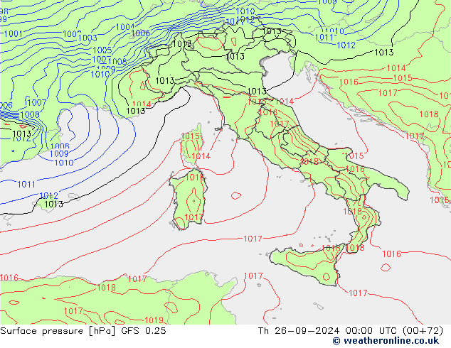 Surface pressure GFS 0.25 Th 26.09.2024 00 UTC