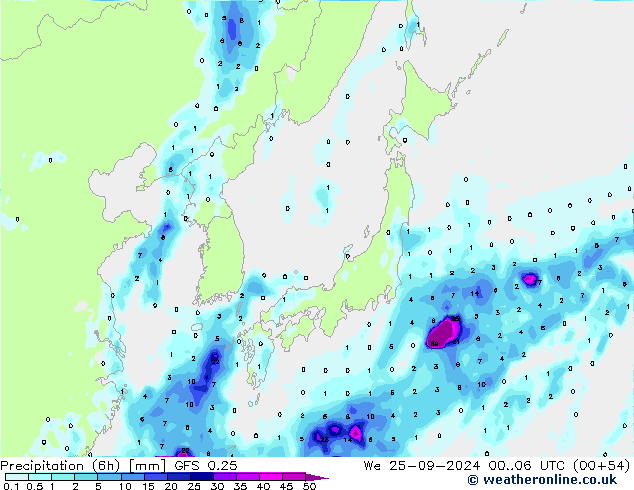 Z500/Rain (+SLP)/Z850 GFS 0.25 Mi 25.09.2024 06 UTC