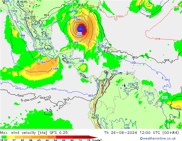 Max. wind velocity GFS 0.25 gio 26.09.2024 12 UTC