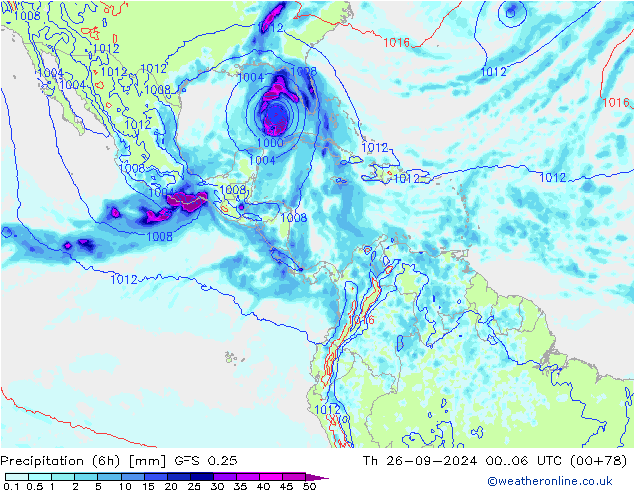 Z500/Regen(+SLP)/Z850 GFS 0.25 do 26.09.2024 06 UTC