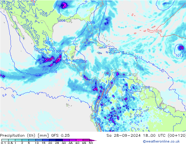 Z500/Rain (+SLP)/Z850 GFS 0.25 Sa 28.09.2024 00 UTC