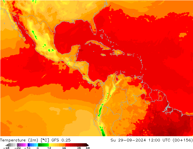 Temperature (2m) GFS 0.25 Su 29.09.2024 12 UTC