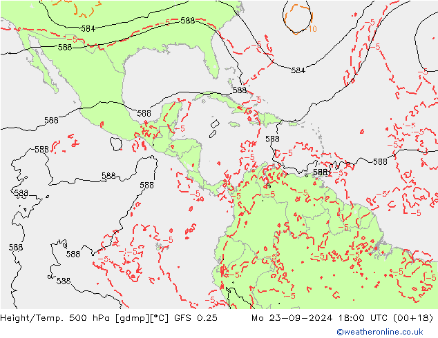 Z500/Rain (+SLP)/Z850 GFS 0.25 lun 23.09.2024 18 UTC