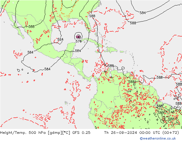 Z500/Yağmur (+YB)/Z850 GFS 0.25 Per 26.09.2024 00 UTC