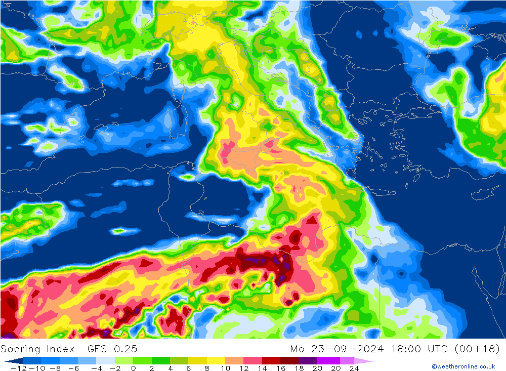 Soaring Index GFS 0.25 lun 23.09.2024 18 UTC