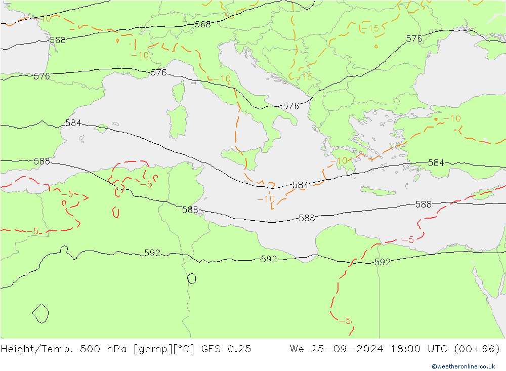 Z500/Regen(+SLP)/Z850 GFS 0.25 wo 25.09.2024 18 UTC