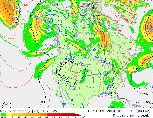 Max. wind velocity GFS 0.25 Ter 24.09.2024 18 UTC