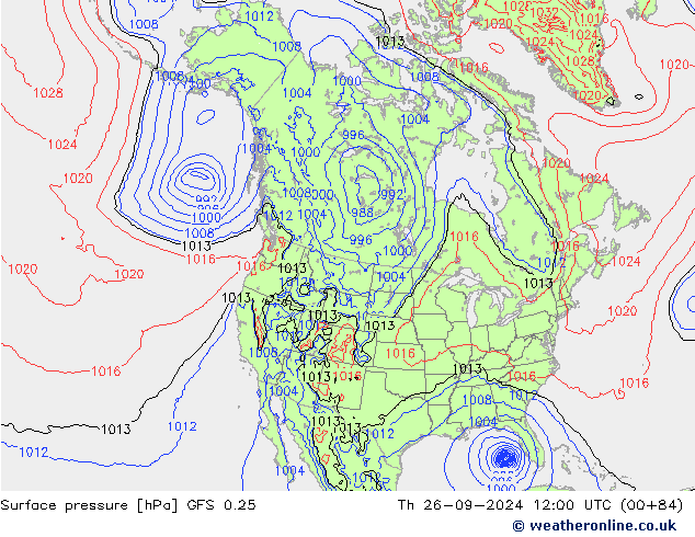 ciśnienie GFS 0.25 czw. 26.09.2024 12 UTC