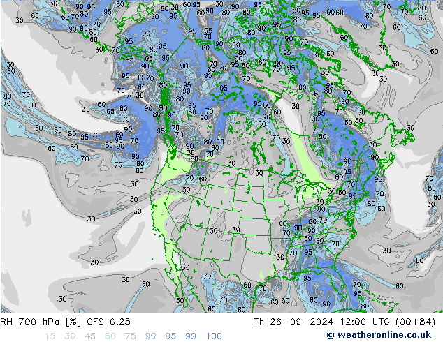 RH 700 hPa GFS 0.25 Do 26.09.2024 12 UTC