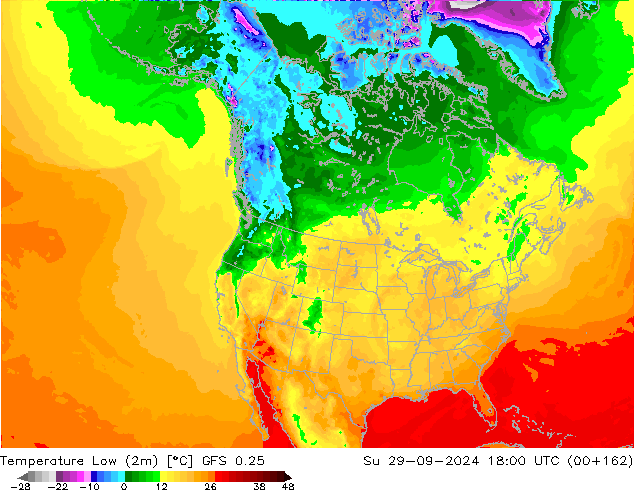 Min.  (2m) GFS 0.25  29.09.2024 18 UTC