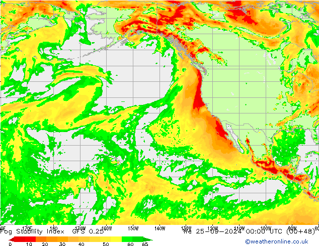 Fog Stability Index GFS 0.25 ср 25.09.2024 00 UTC