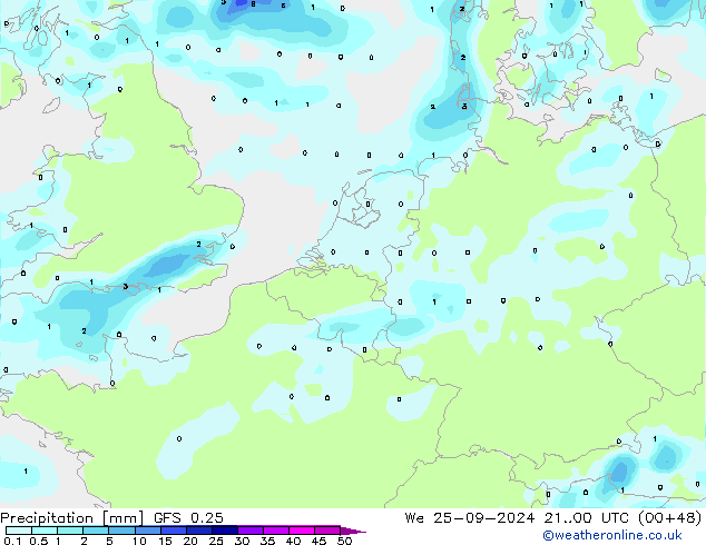 Precipitation GFS 0.25 We 25.09.2024 00 UTC