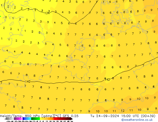 Z500/Rain (+SLP)/Z850 GFS 0.25 Tu 24.09.2024 15 UTC