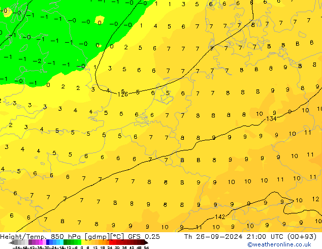 Z500/Regen(+SLP)/Z850 GFS 0.25 do 26.09.2024 21 UTC