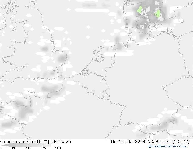 Nubes (total) GFS 0.25 jue 26.09.2024 00 UTC