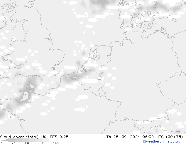 Bulutlar (toplam) GFS 0.25 Per 26.09.2024 06 UTC