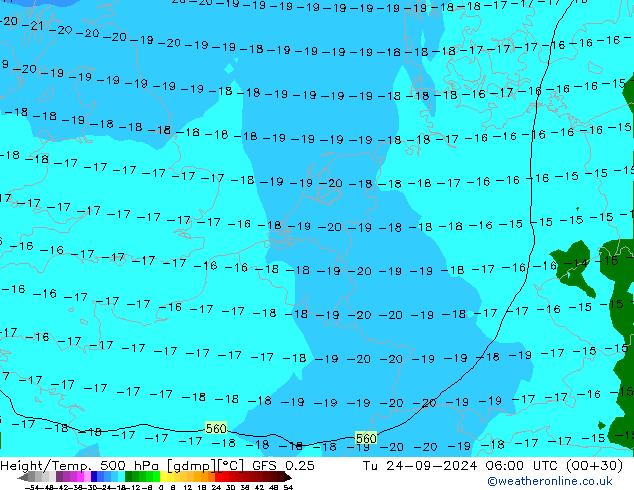 Z500/Regen(+SLP)/Z850 GFS 0.25 di 24.09.2024 06 UTC