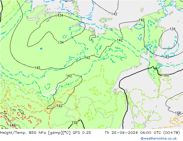 Z500/Rain (+SLP)/Z850 GFS 0.25 Th 26.09.2024 06 UTC