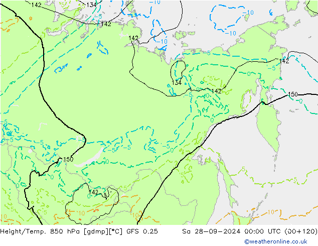 Z500/Yağmur (+YB)/Z850 GFS 0.25 Cts 28.09.2024 00 UTC