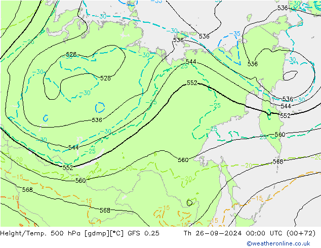 Z500/Yağmur (+YB)/Z850 GFS 0.25 Per 26.09.2024 00 UTC