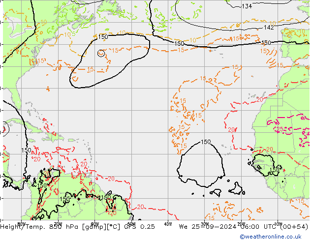 Z500/Rain (+SLP)/Z850 GFS 0.25 mié 25.09.2024 06 UTC