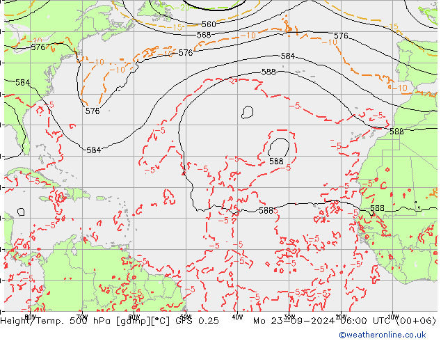 Z500/Yağmur (+YB)/Z850 GFS 0.25 Pzt 23.09.2024 06 UTC