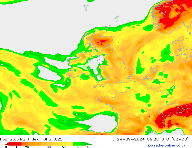 Fog Stability Index GFS 0.25 mar 24.09.2024 06 UTC