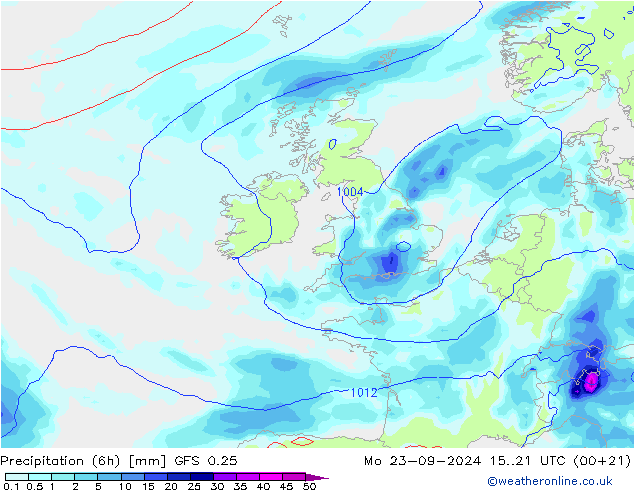 Z500/Regen(+SLP)/Z850 GFS 0.25 ma 23.09.2024 21 UTC